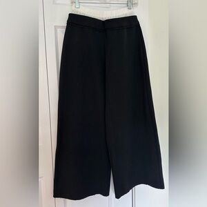 ZARA WOMAN BLACK WIDE-LEG TROUSERS WITH DOUBLE WAISTBAND